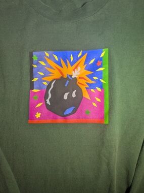 The Hundreds Green Tee with Colorful Exploding Bomb Graphic